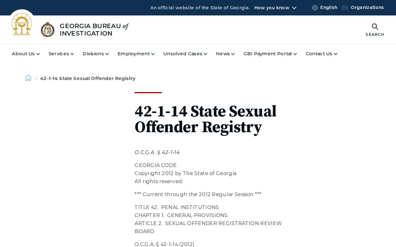 Georgia sex offender registry risk classification law